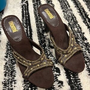 Nomi Dark Brown Beaded Heels